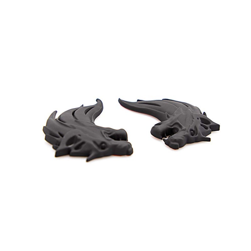 CARRUN 2pcs 3D Wolf Head Metal Emblem Car Motorcycles Side Fender Rear Styling Emblem Badge Decal (Black) - Image 4